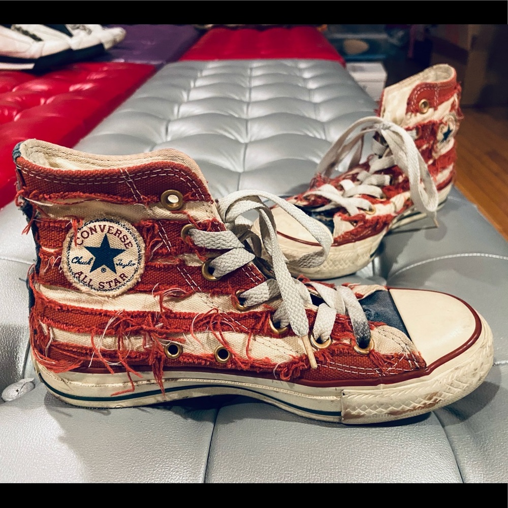 Ultra RARE Converse All Star Chuck Taylor Stone Washed Denim Frayed Jean